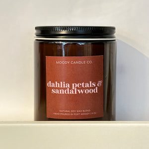 Dahlia Petals & Sandalwood - Glass Jar Candle | Moody Candle Co