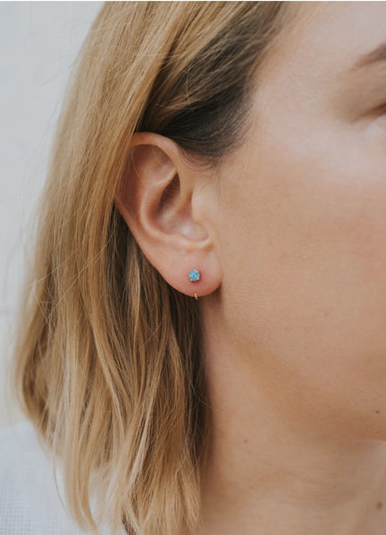 Fire Opal | Huggie Earrings