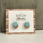 Stacked Pentagon - Wooden Stud Earrings | Birch Street Studio