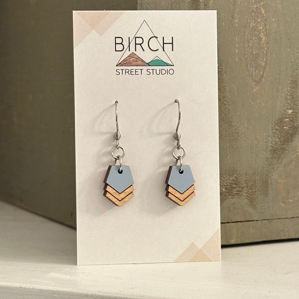 Mini Boho Chevron - Wooden Dangle Earrings | Birch Street Studio