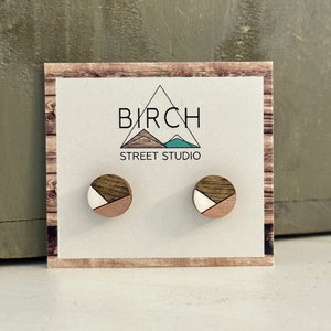 Round Geometric | Wooden Stud Earrings