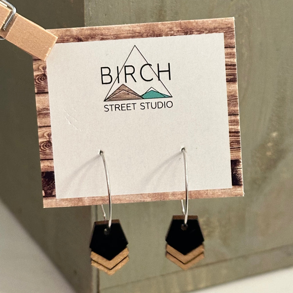 Mini Boho Chevron Hoop - Wooden Dangle Earrings | Birch Street Studio