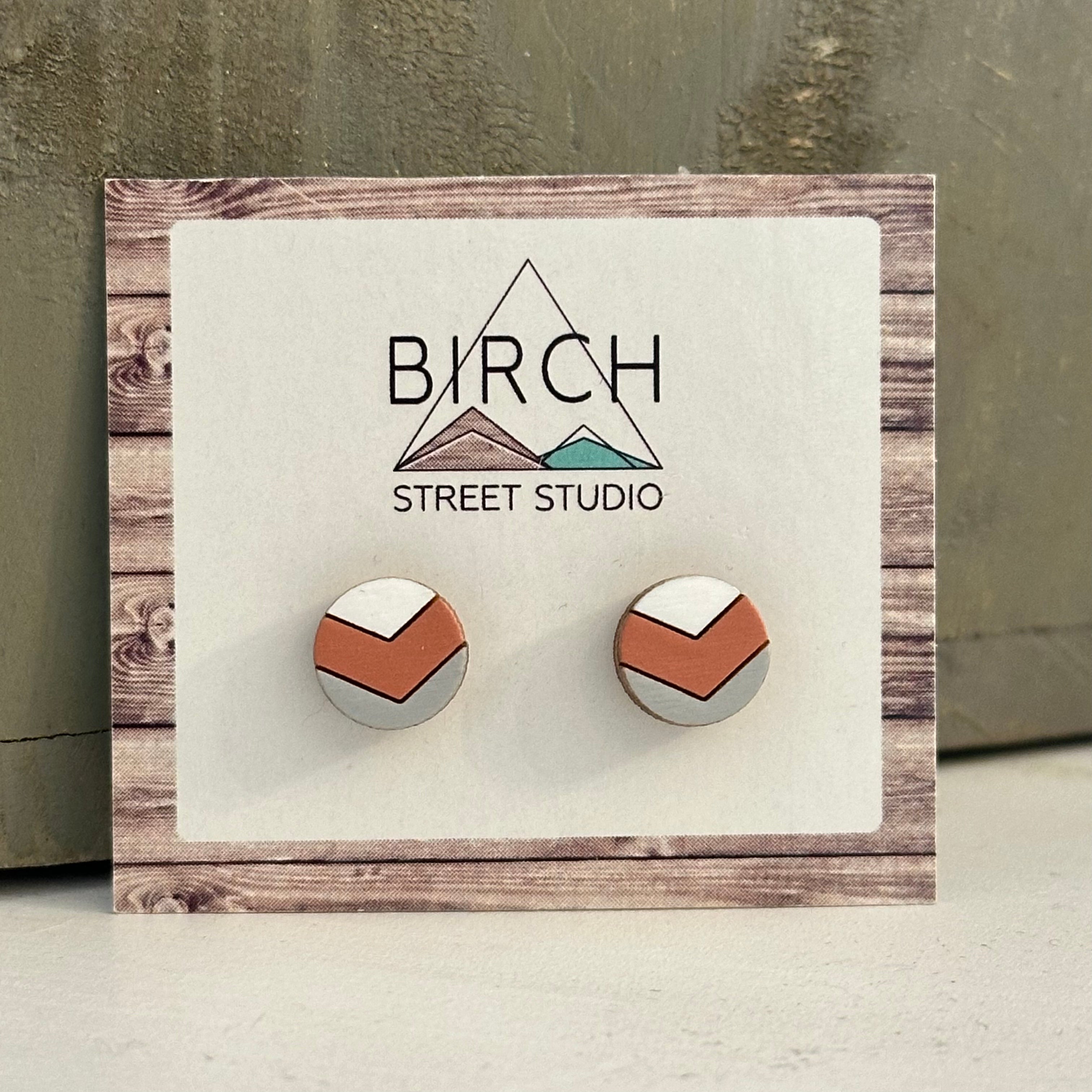 Round Chevron - Wooden Stud Earrings | Birch Street Studio