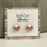 Round Chevron - Wooden Stud Earrings | Birch Street Studio