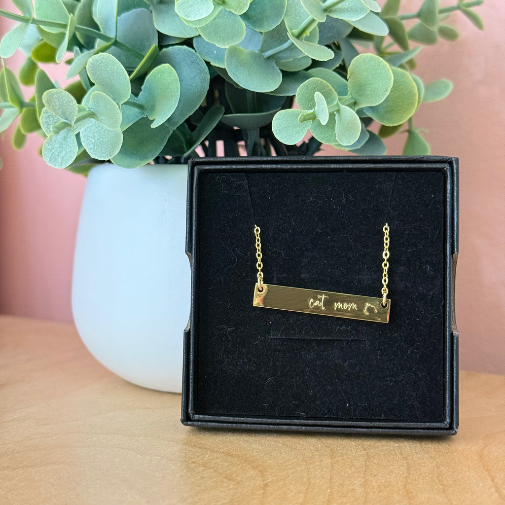 Cat Mom | Bar Necklace