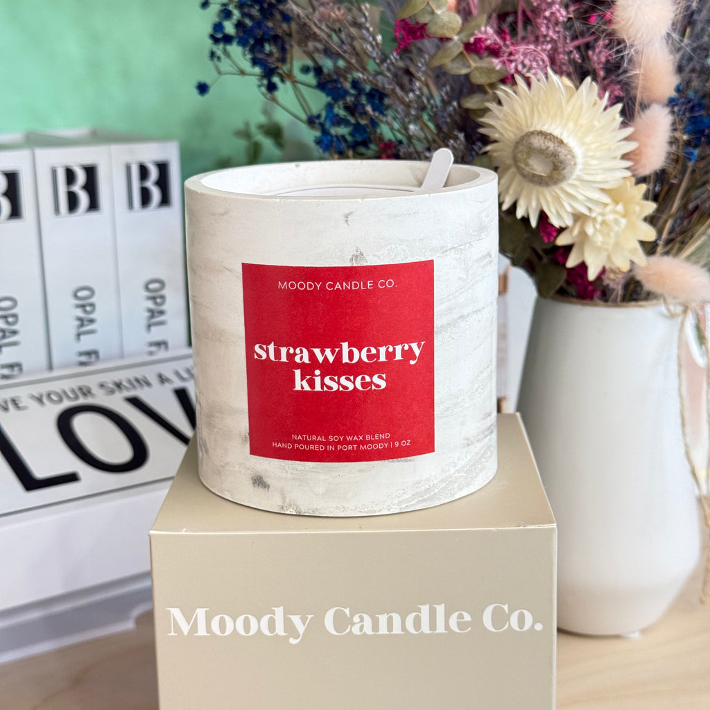Strawberry Kisses - Cement Jar Candle | Moody Candle Co