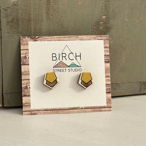 Paragon Geometric Design - Wooden Stud Earrings | Birch Street Studio
