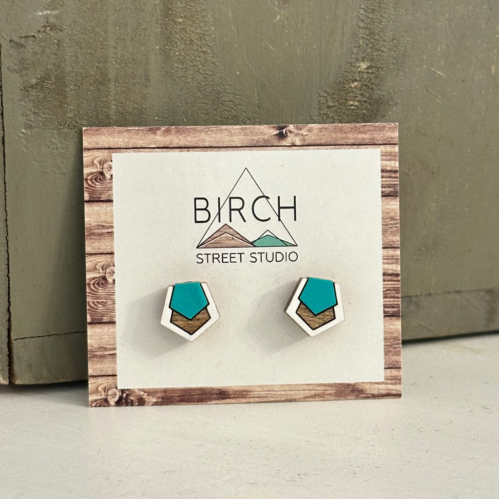 Paragon Geometric Design - Wooden Stud Earrings | Birch Street Studio