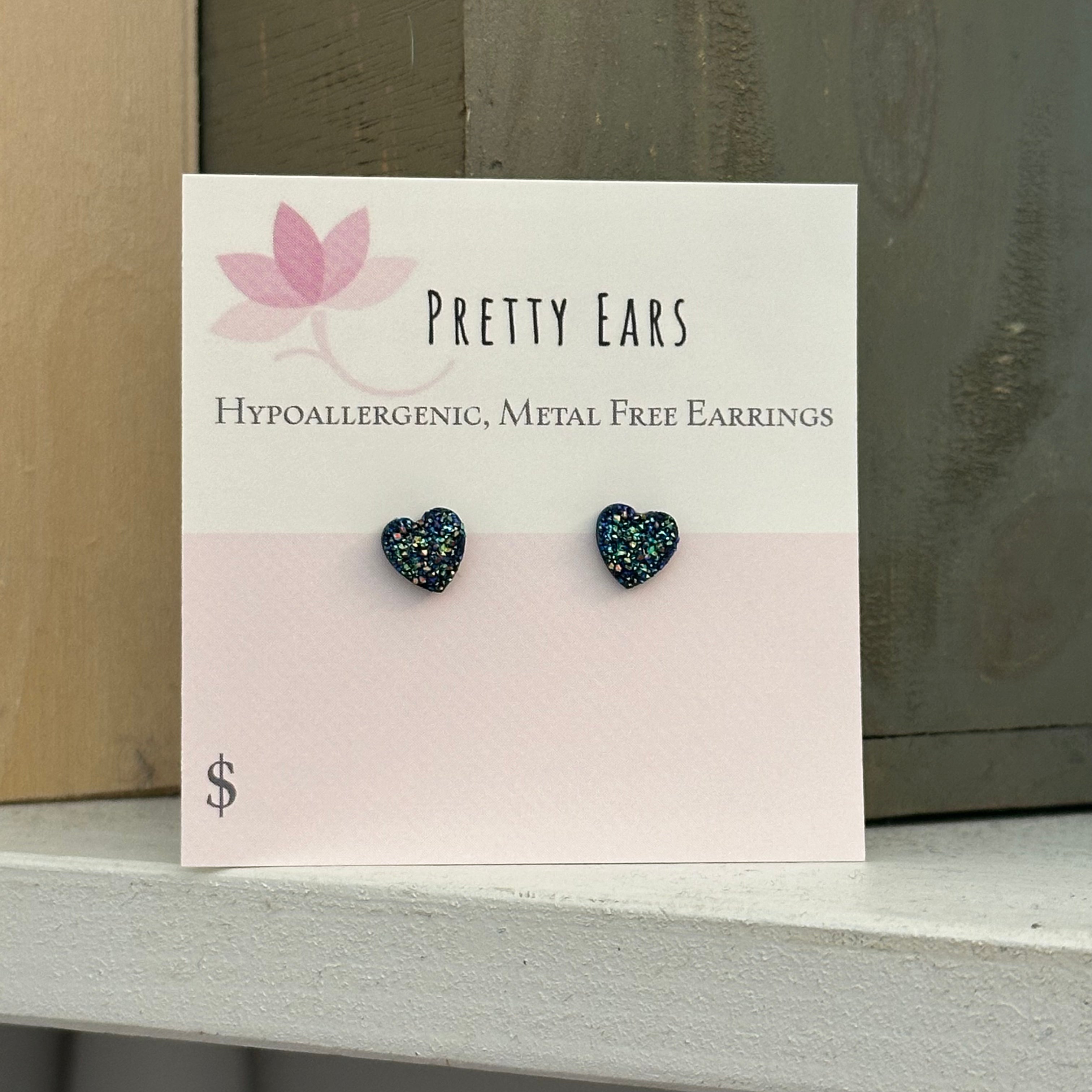 Heart Druzy - Metal Free Hypoallergenic Earrings | Pretty Ears