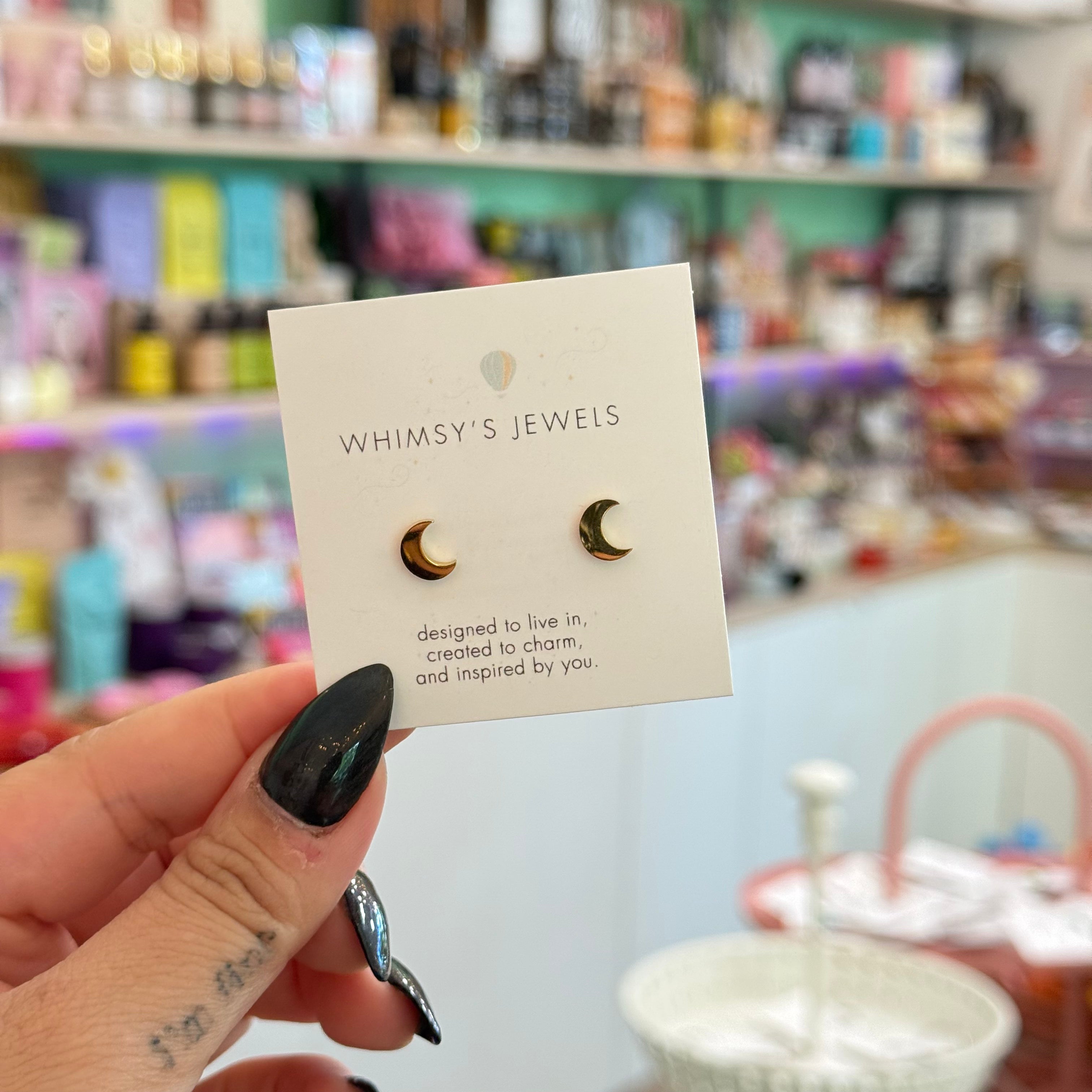 Minimal Crescent Moon Studs | Earrings