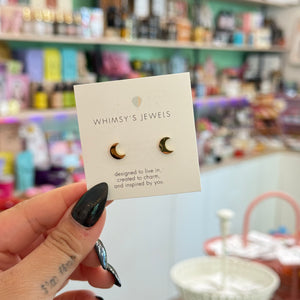 Minimal Crescent Moon Studs | Earrings