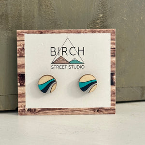 Round Waves - Wooden Stud Earrings | Birch Street Studio
