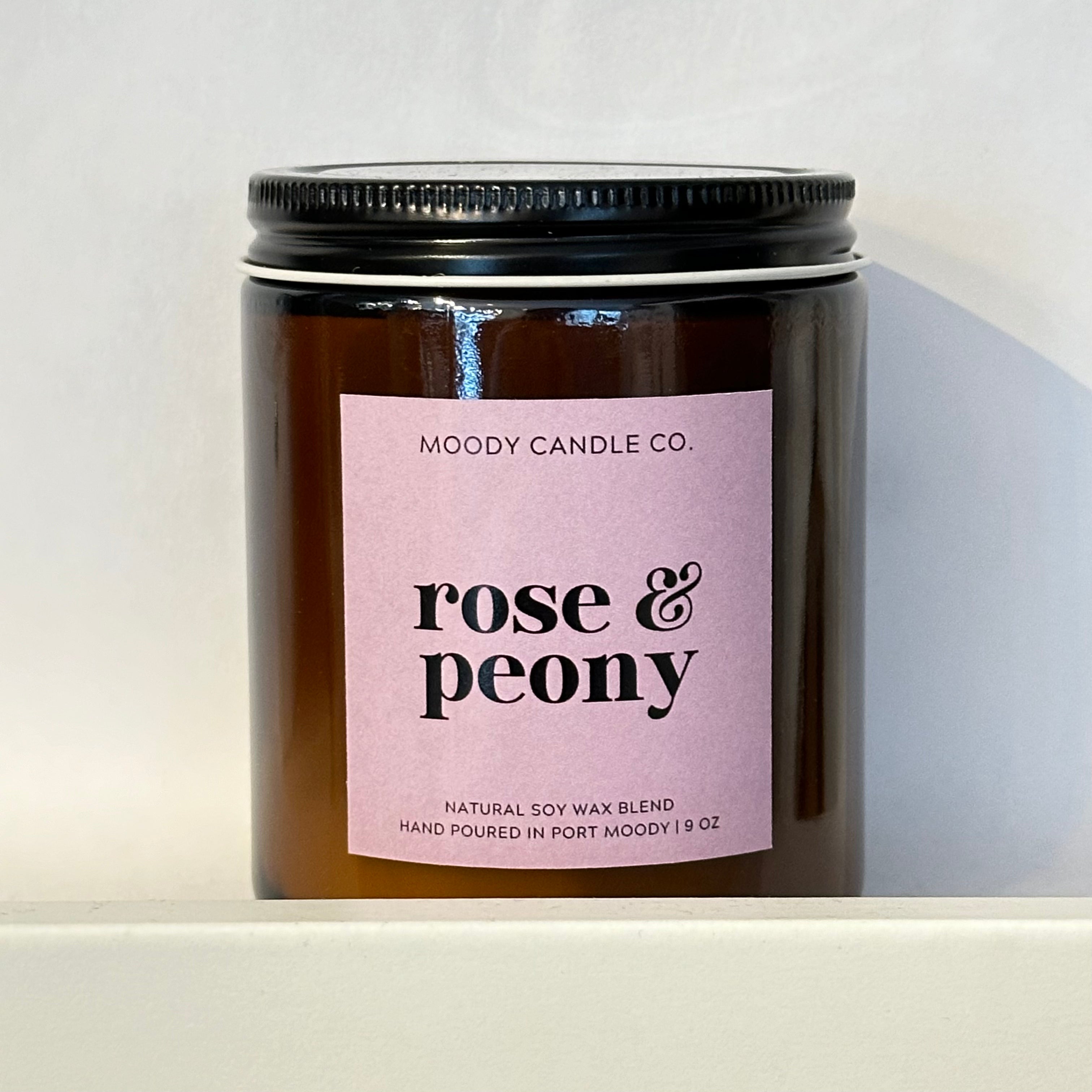 Rose & Peony - Glass Jar Candle | Moody Candle Co
