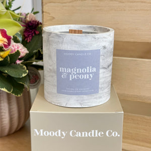 Magnolia & Peony - Cement Jar Candle | Moody Candle Co