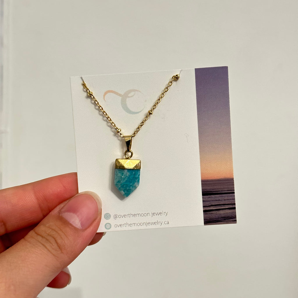 Amazonite Pointed Pendant - Necklace | Over The Moon