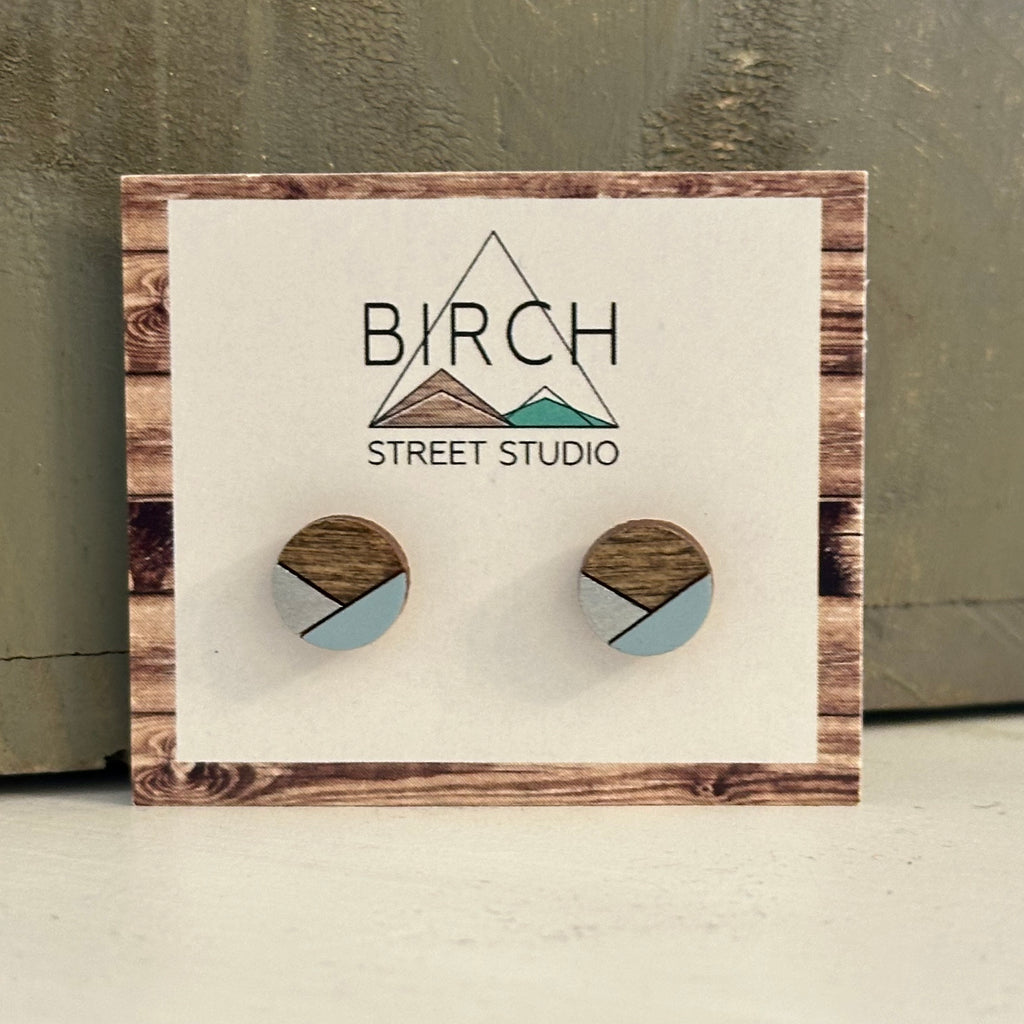 Round Geometric - Wooden Stud Earrings | Birch Street Studio