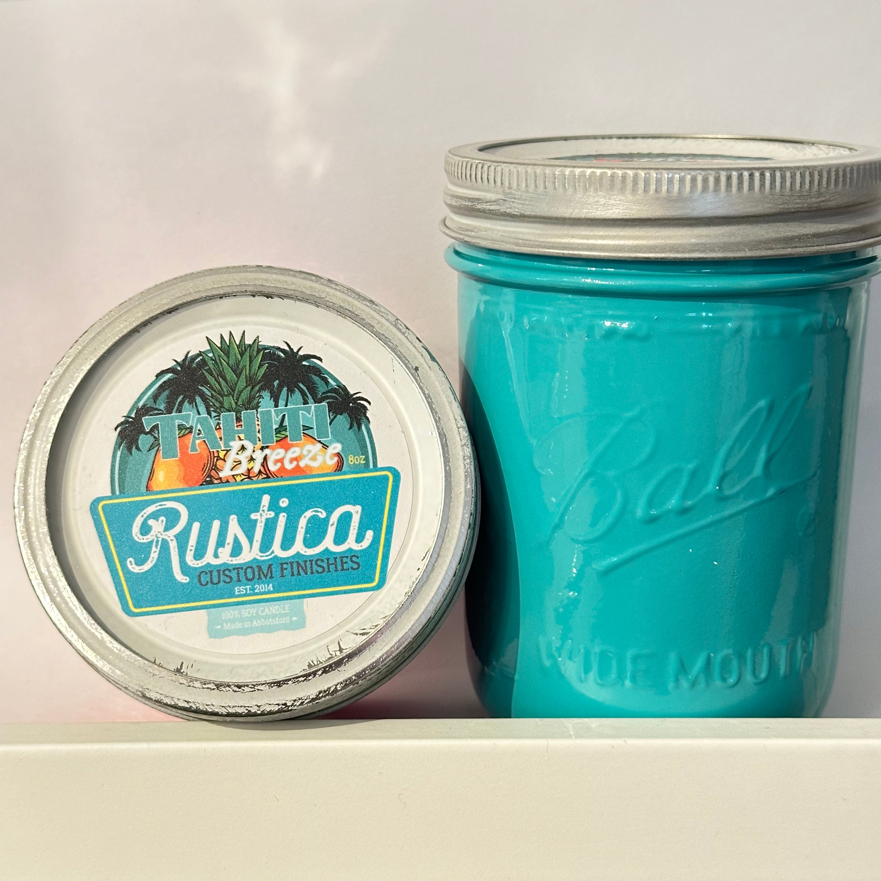 Tahiti Breeze - Mason Jar Soy Candles | Rustica Custom Finishes