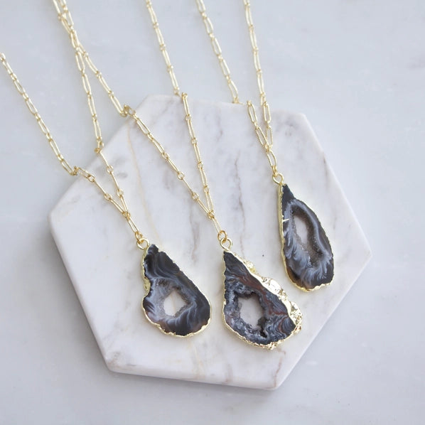 Geode Slice Necklace | Mesa Blue