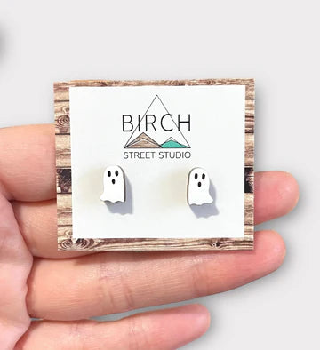 Ghosts - Wooden Stud Earrings | Birch Street Studio