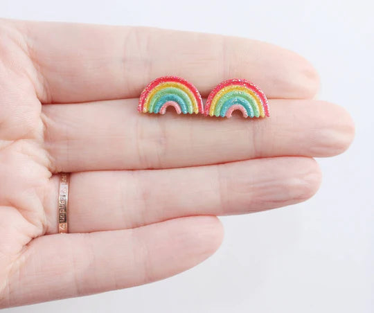 Glitter Rainbow - Metal Free Hypoallergenic Earrings | Pretty Ears