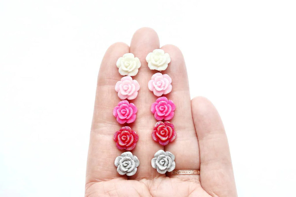 Glitter Rose - Metal Free Hypoallergenic Earrings | Pretty Ears