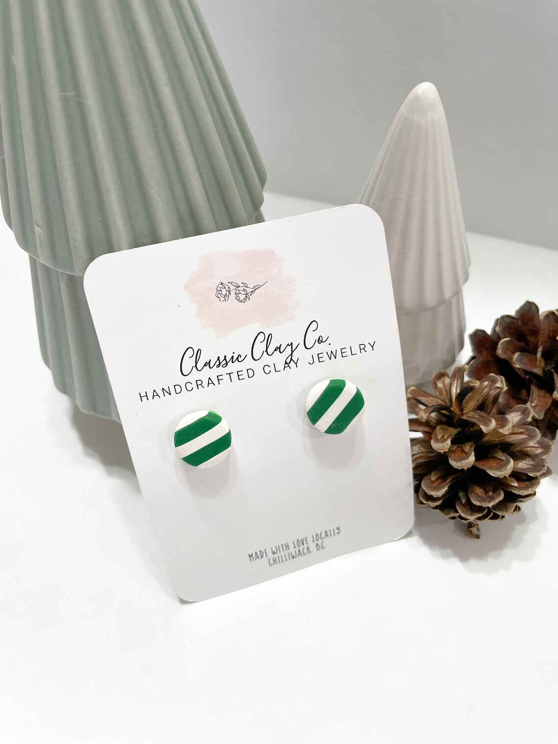 Green Peppermints - Clay Stud Earrings | Classic Clay Co.