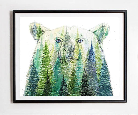 "King of the Forest" Grizzly Bear Watercolor Art Print | Elena Markelova