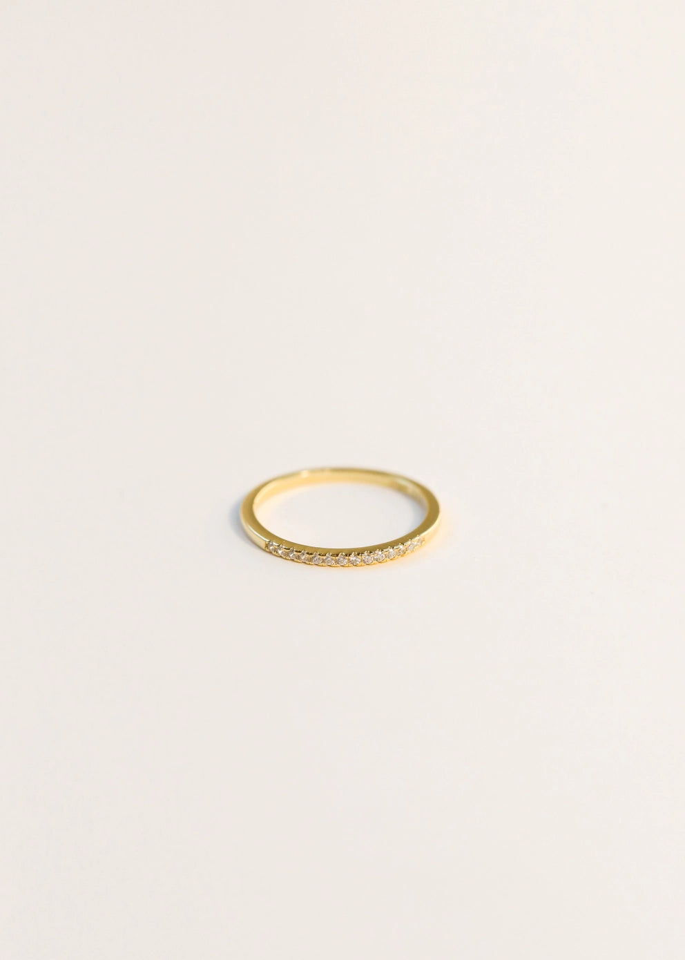 White CZ Half Pave | Gold Ring