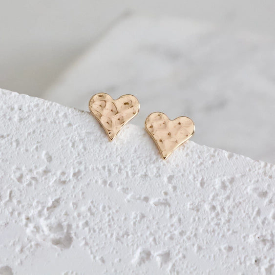 Heart - Hammered Stud Earrings | Mesa Blue