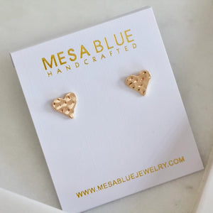 Heart - Hammered Stud Earrings | Mesa Blue