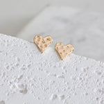 Heart - Hammered Stud Earrings | Mesa Blue