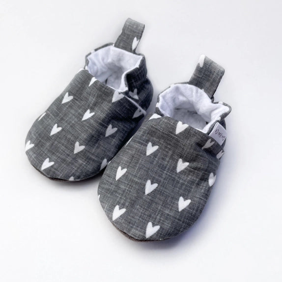 Hearts on Grey Baby Shoes | Gus Kids Co.