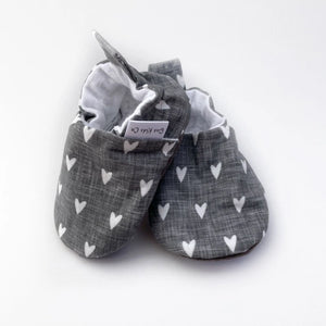 Hearts on Grey Baby Shoes | Gus Kids Co.