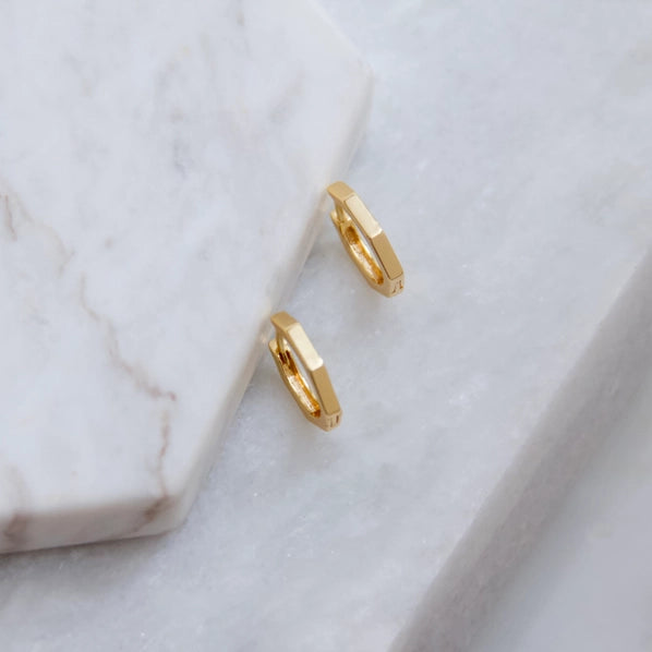Hexagon - Huggie Hoop Earrings | Mesa Blue
