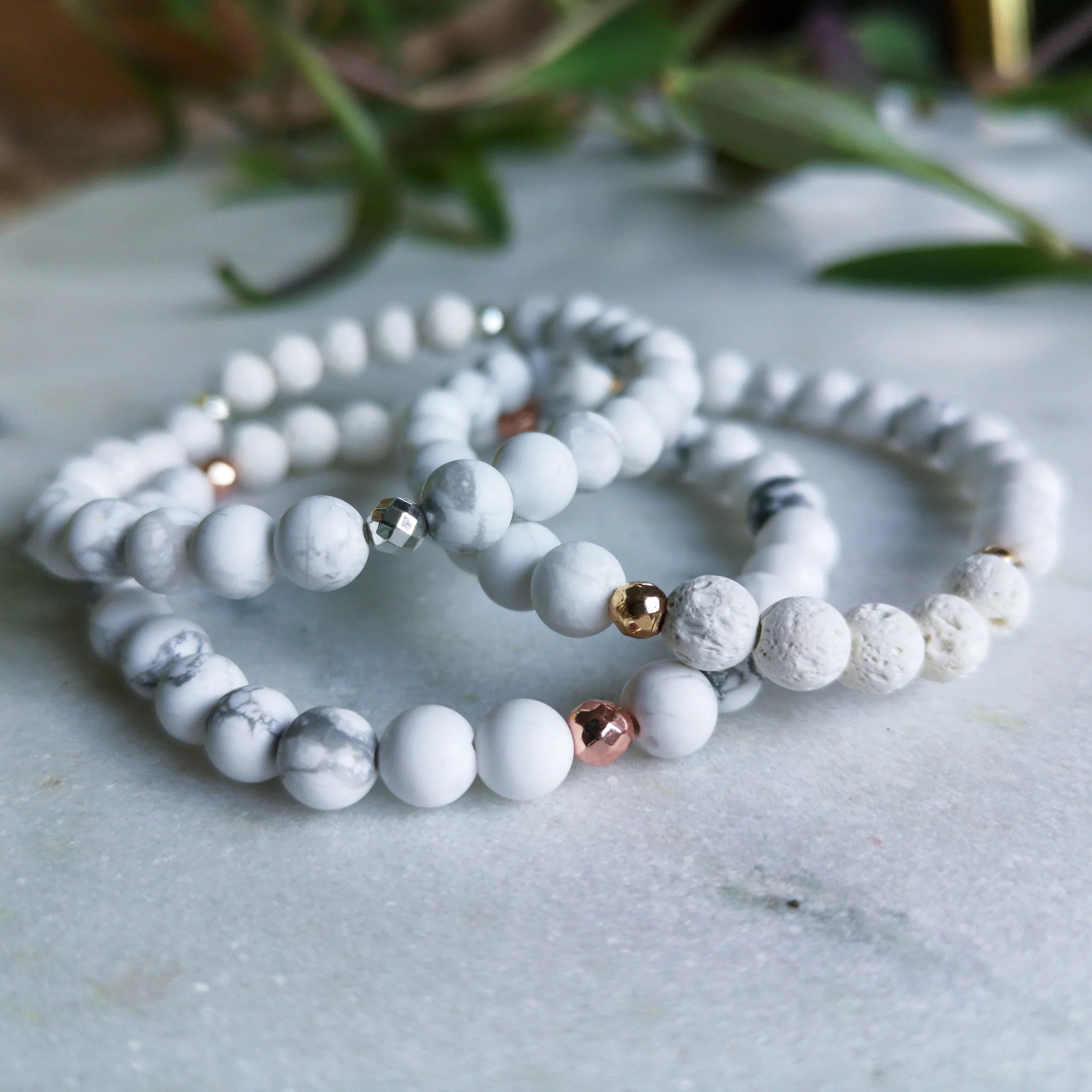 Howlite Essential Oil Diffuser Bracelet | Over The Moon