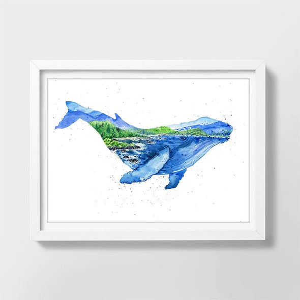 Humphrey the Humpback - Whale Watercolor Art Print | Elena Markelova