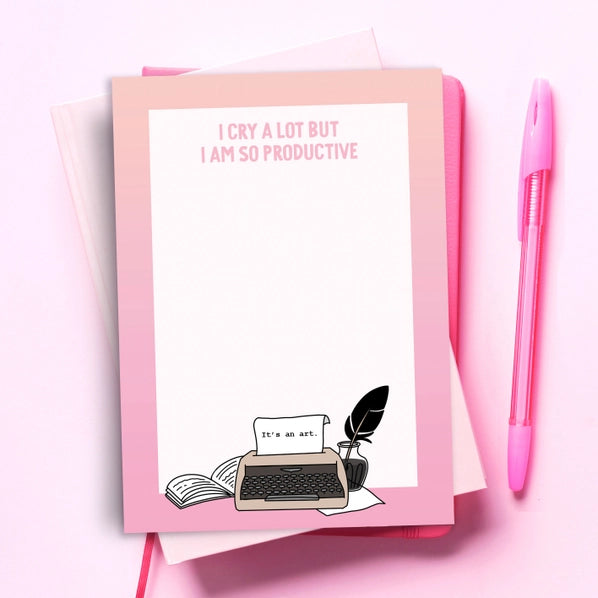 I Cry A Lot But I Am So Productive - Notepad | Pop Cult Paper