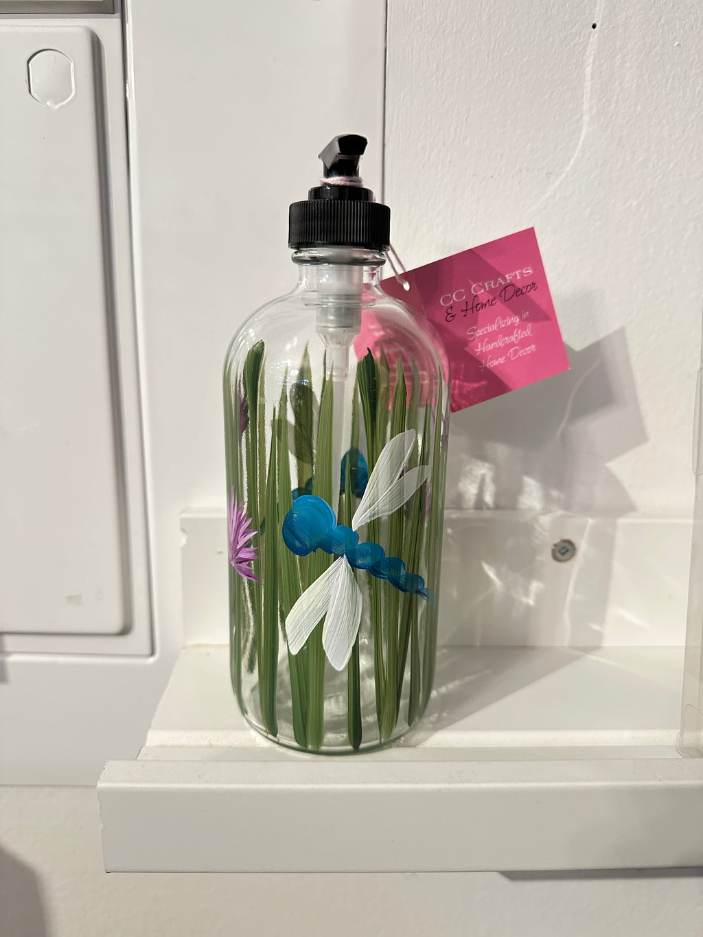 Dragonfly - Hand Painted Soap/Lotion Bottle | CC Crafts