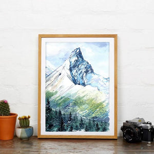 Ice Fields - Hilda Peak, Banff Watercolor Art Print | Elena Markelova