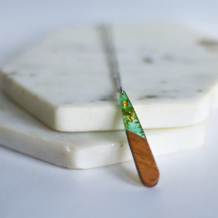 The Jasmine | Resin & Wood Drop Necklace