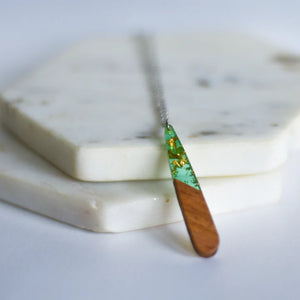 The Jasmine | Resin & Wood Drop Necklace