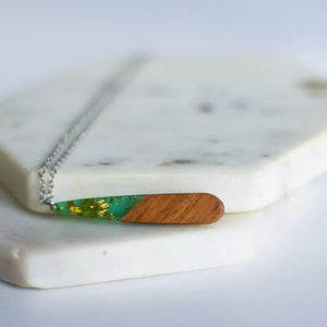 The Jasmine | Resin & Wood Drop Necklace