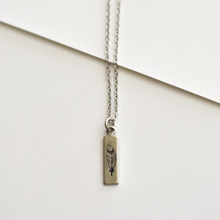 The Katryne - Feather Vertical Bar Necklace | Whimsy's Jewels