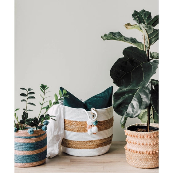 Lagoon Stripe Jute Basket | Danica Studios