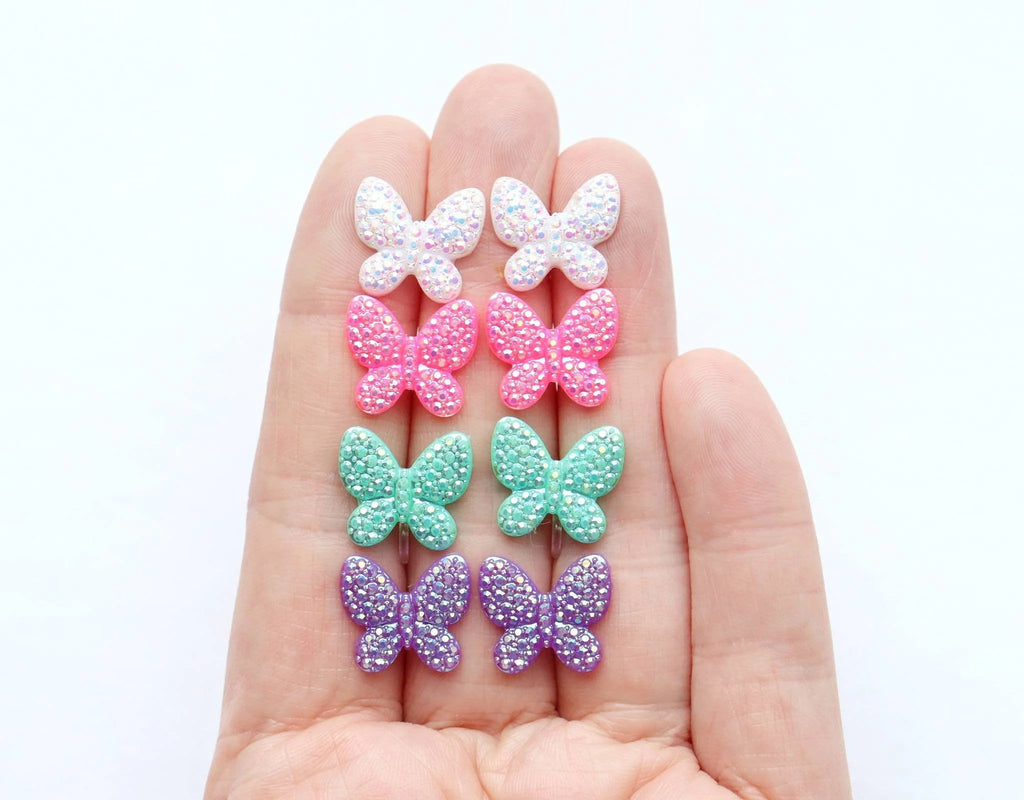 Large Iridescent Butterfly - Metal Free Hypoallergenic Earrings | Pretty Ears