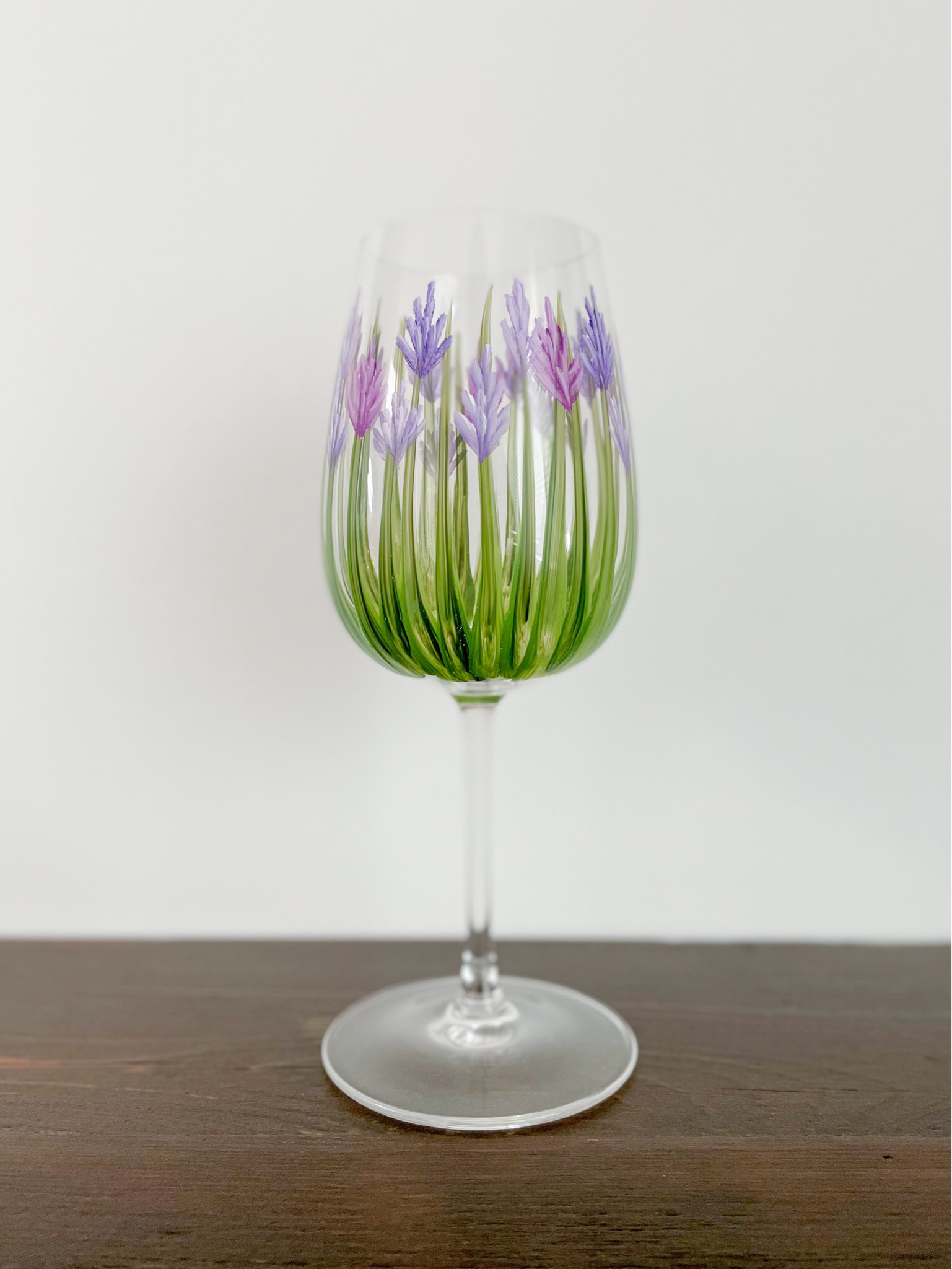 Lavender - Stemmed Hand Painted Wine Glass | CC Crafts