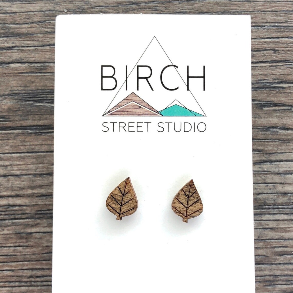 Leaf - Wooden Stud Earrings | Birch Street Studio