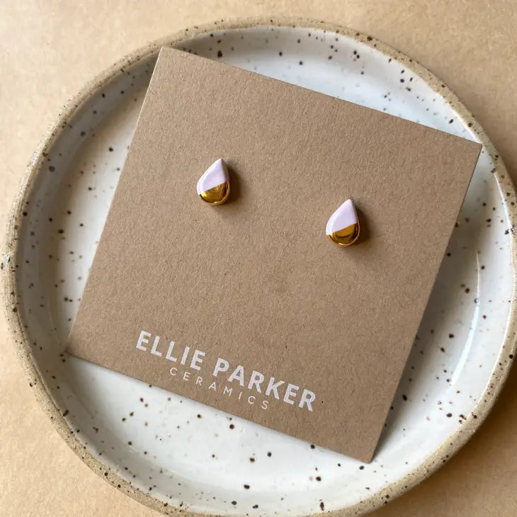 Lilac Ceramic Teardrop Stud Earrings | Ellie Parker