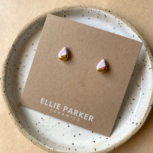 Lilac Ceramic Teardrop Stud Earrings | Ellie Parker