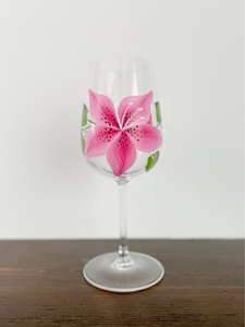 Stargazer Lily - Stemmed Hand Painted Wine Glass | CC Crafts